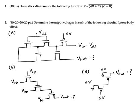 Solved Question For Stick Diagram And Nmos And Pmos Transistor 1 Course Hero