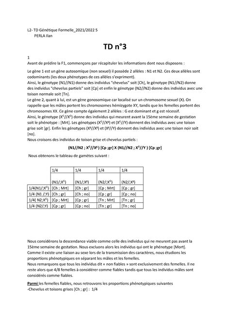 TD 3 GAME Exercice préparatoire L2 TD Génétique Formelle 2021 2022