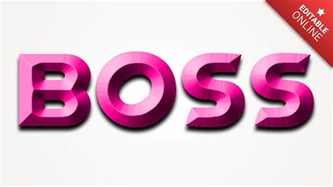 Boss Pink Bevelled Text Effect Generator