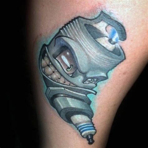 70 Spark Plug Tattoo Designs For Men Cool Combustion Ink Piston