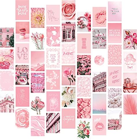 Artivo Pink Wall Collage Kit Aesthetic Pictures 50 Set 4x6 Light