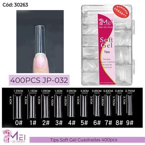 Tips Soft Gel Cuadrada 400 PCS Mei De Moda