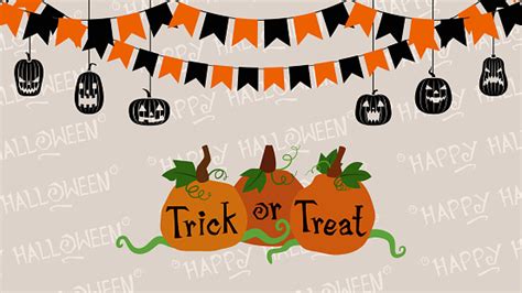 Happy Halloween Flags Garlands Orange And Black For Website Spooky Or Banner Template Trick Or