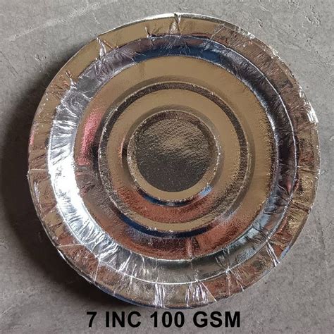 Inch Gsm Silver Foil Paper Plates At Rs Pack In Surat Id