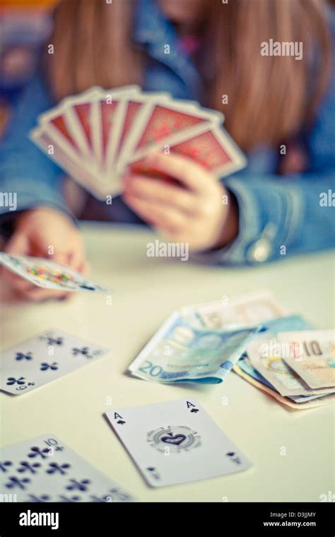 Woman Playing Cards Stock Photo Alamy