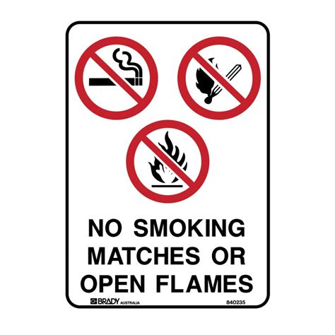 Prohibition Sign No Smoking Matches Or Open Flames Self Adhesive Vinyl H250mm X W180mm