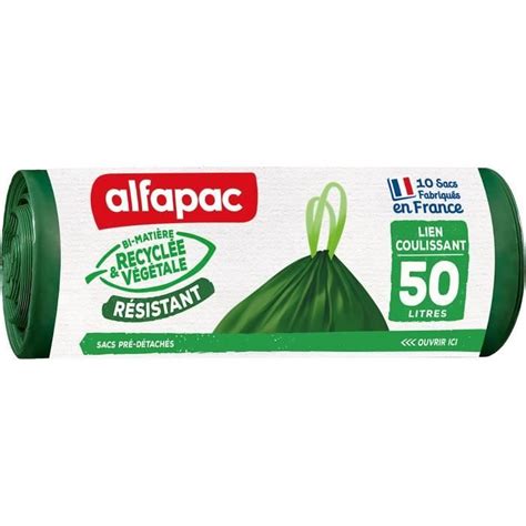 Alfapac 10 Sacs à Lien Coulissant Poubelle Ultra Résistant Vegetal