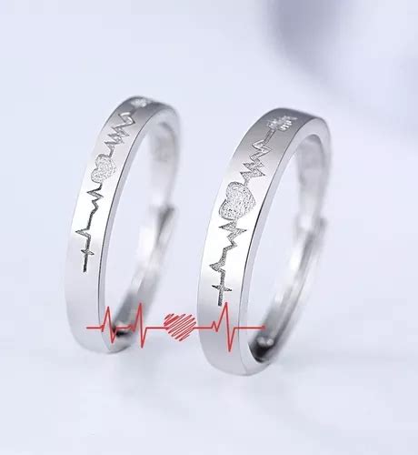 Duo Anillos Promesa Plata 925 Amor Parejas Novios Corazón Envío gratis