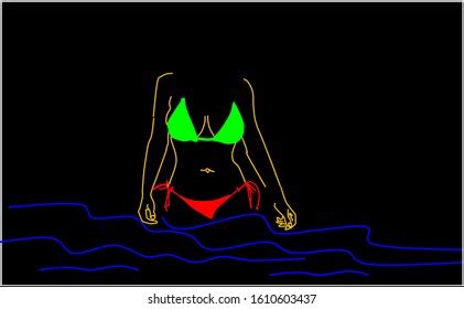 Woman Bikini On Sea Illustration Background Stock Illustration 1610603437 Shutterstock