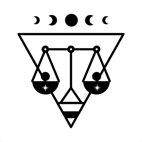 Esoteric Scales With Moon Phases Linear Icon Mystic And Esoteric