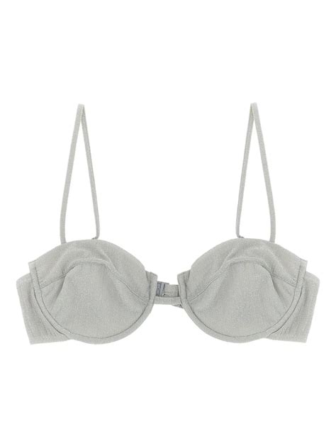 MC2 Saint Barth Salina Lurex Bralette Bikini Top Silver FARFETCH