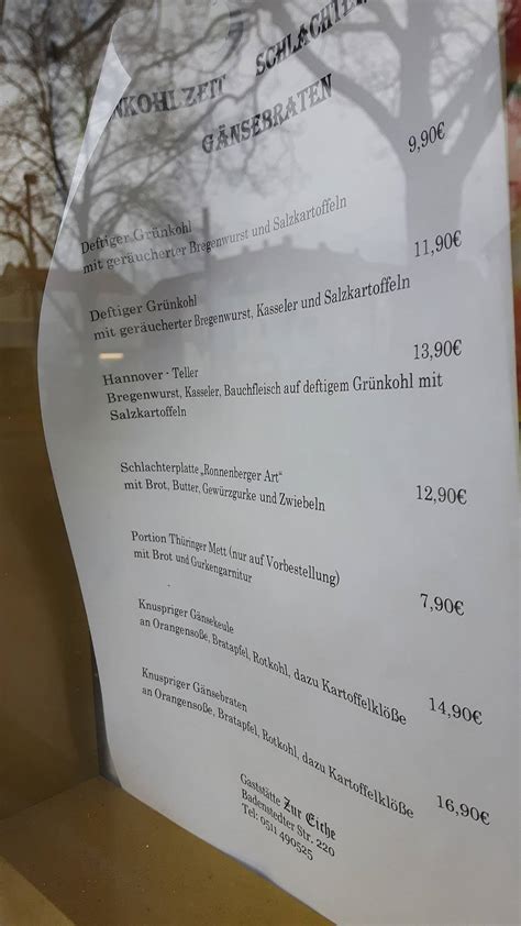 Speisekarte Von Gastst Tte Zur Eiche Restaurant Hannover Badenstedter