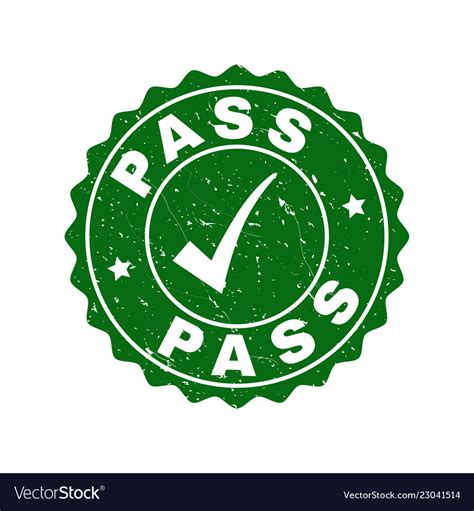 Pass scratched stamp with tick Royalty Free Vector Image