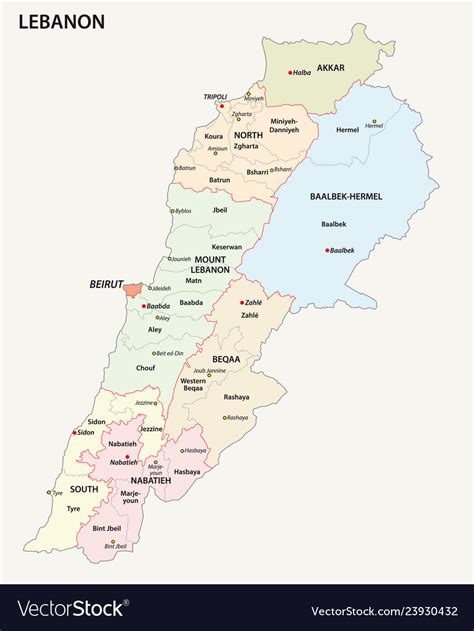 Lebanon Administrative And Political Map Vector Image