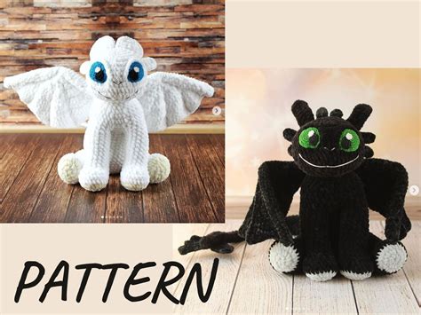 Toothless Night Fury Light Fury Black Dragon Crochet Etsy