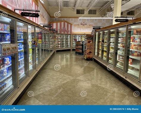 Food Lion Grocery Store Interior Looking Down Frozen Food Aisle