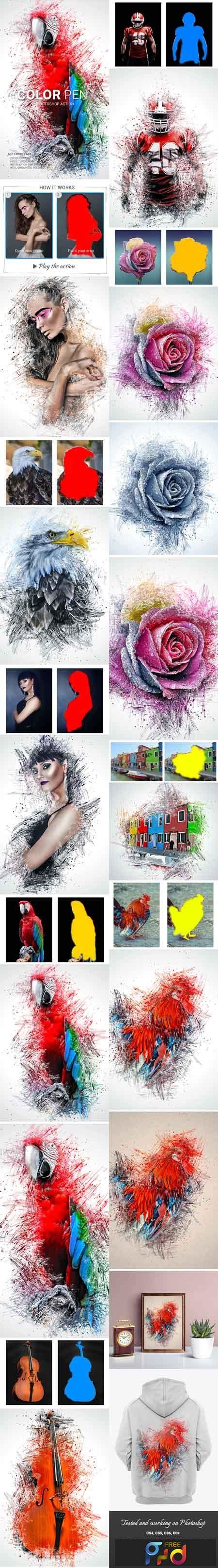 Color Pen Photoshop Action Graphicux