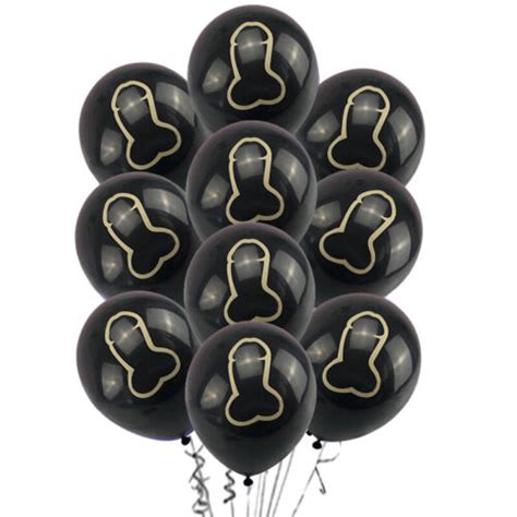 10pcs Black Gold Penis Willy 10 Hen Party Balloons Team Bride Balloon