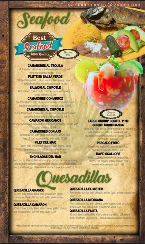 Menu At Tequila S Mexican Grill And Bar Aiken