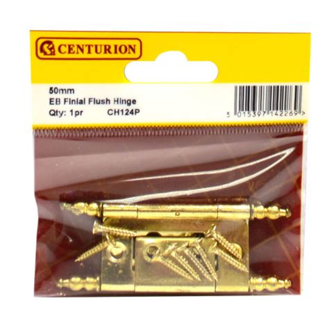 Centurion Finial Steel Flush Hinges Electro Brassed 50mm Ch124p