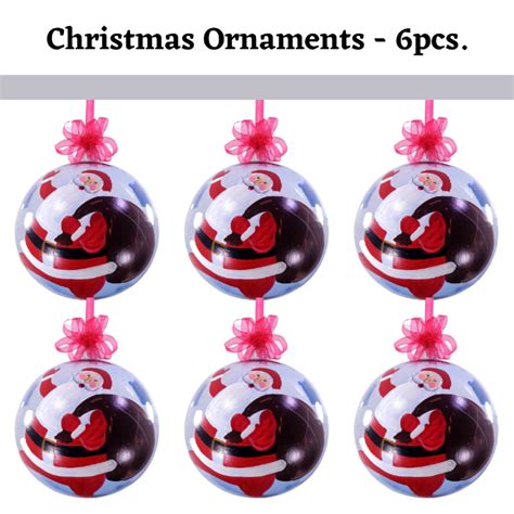 6pcs Santa Inspired Glass Christmas Balls Big Size 5 Inches Handpainted