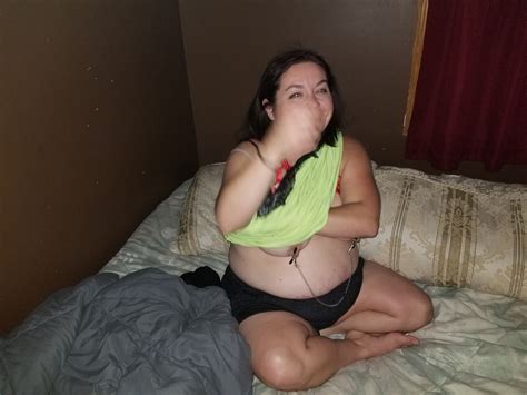 Brunette BBW Stripping Down And Showing Her Boobies 15 Photos