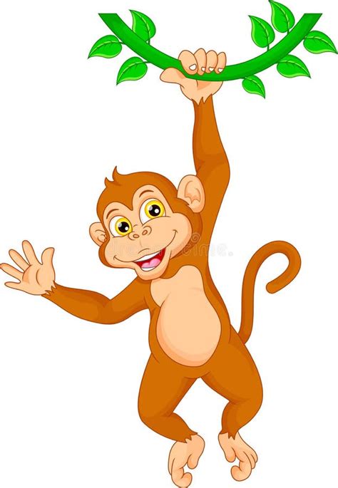 Monkey Hanging From Tree Cartoon