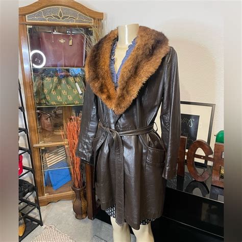 Unsure Jackets And Coats Vintage Leather Fur Coat Guc Poshmark