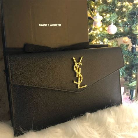 YSL Saint Laurent Black Envelope Clutch Ysl Clutch Leather Clutch