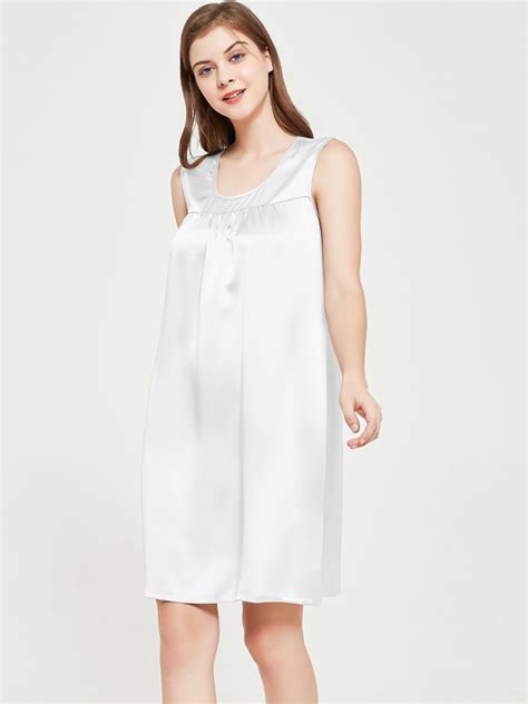 Momme Short Sleeved Women Silk Sleep Shirt With Trimming Fs