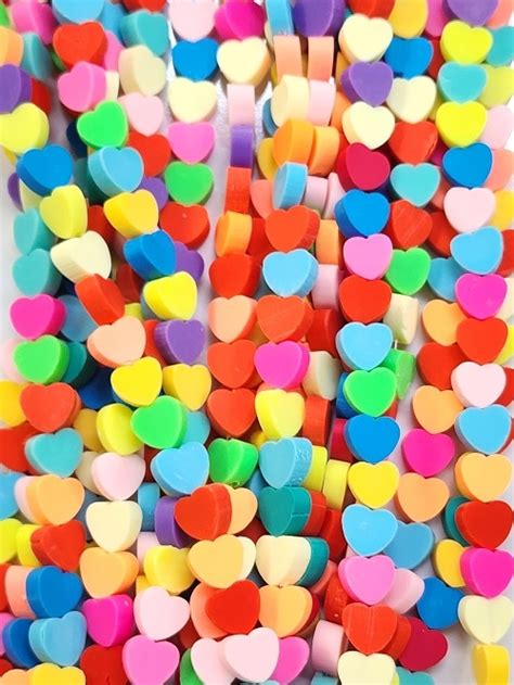 Clay Beads- Solid Hearts