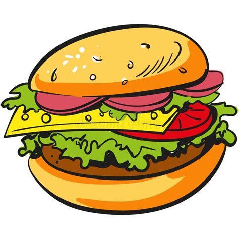 Burger Vector Hamburger Icon Fast Food Illustration Stock Vector Illustration Of Tomato