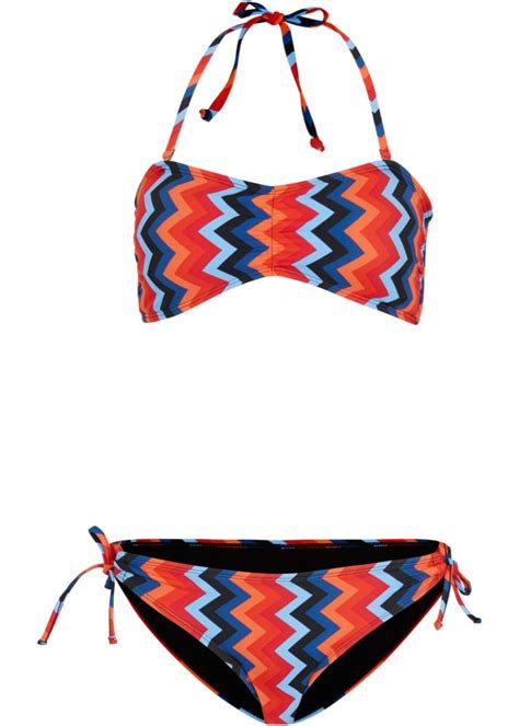 Modischer Bandeau Bikini mit Neckholderträgern und knapp geschnittene