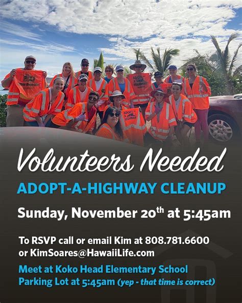 Volunteers Needed For Adopt A Highway Cleanup Sunday November 20