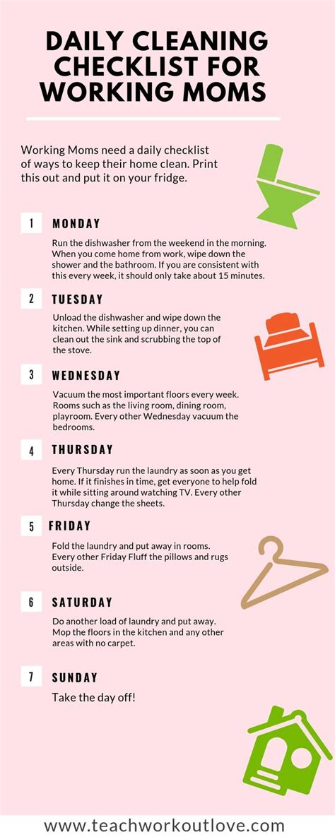 Daily Cleaning Checklist For Working Moms Artofit