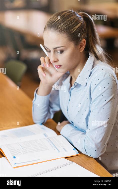 Female Student Studying Library Hi Res Stock Photography And Images Alamy