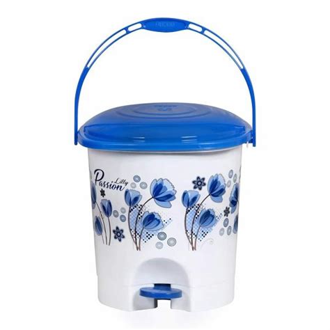 Goodwill Tech Floral Printed Plastic Pedal Dustbin With Lid And Handle