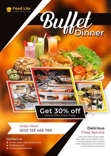 A Size Buffet Dinner Flyer For Multipurpose Usages In Editable File