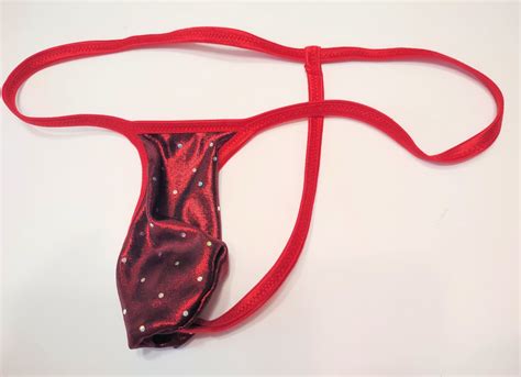 Men S MICRO G String Thong Bikini Beach Tanning Underwear Metallic Regal Red EBay