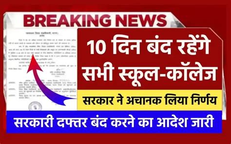 Holiday News अवकाश की घोषणा सभी स्कूल कॉलेज बंद रहेंगे इतने दिनों की होगी छुट्टियां आदेश जारी