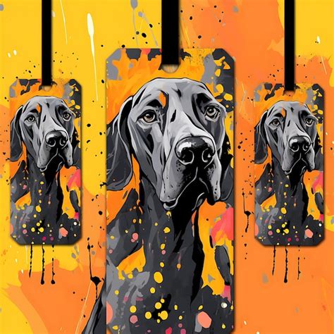 Premium Photo Great Dane Dog Tag Card Black Paper Artsy Paint