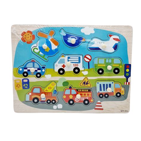 Puzzle Lemn Buton Masini DecoToys Ro