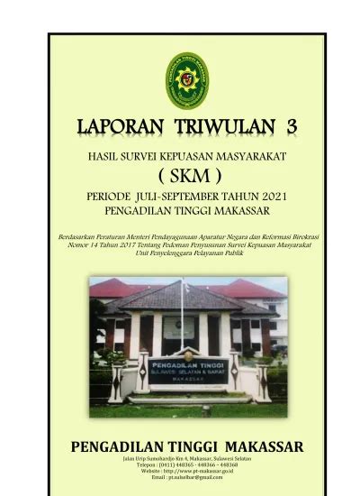 Laporan Triwulan Hasil Survei Kepuasan Masyarakat Skm Periode