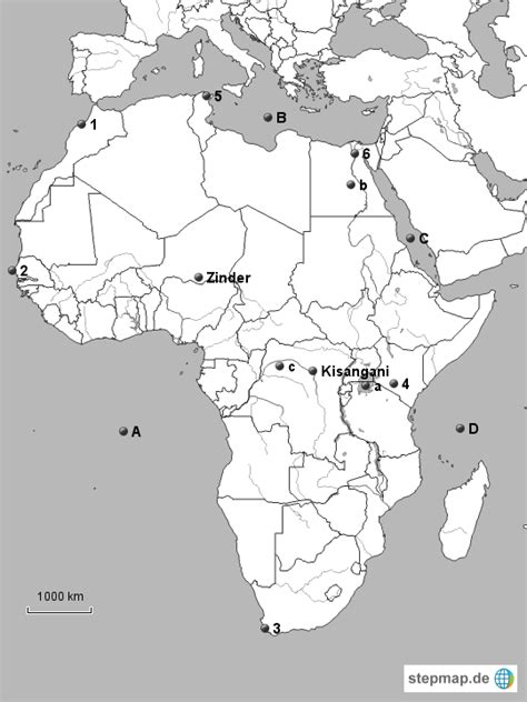 StepMap Topografie Afrika Landkarte für Afrika