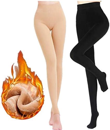 Winter Warm Opaque Fleece Lined Tights For Women High Waist Elastic