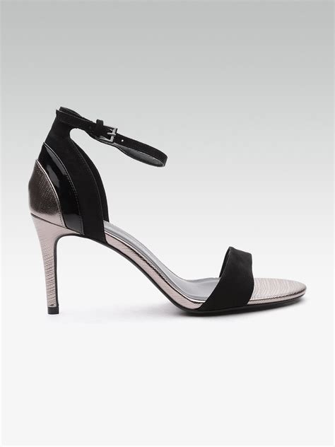 Buy Dorothy Perkins Women Black And Gunmetal Toned Solid Heels With