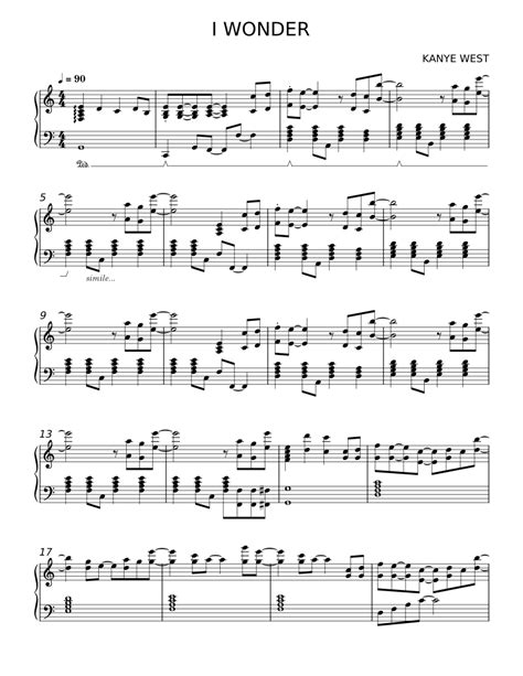 I Wonder Kanye West Sheet Music For Piano Piano Duo