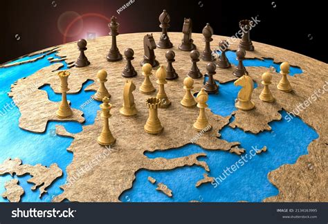 Symbol Geopolitics World Chess Pieces 3d Stock Illustration 2134163995