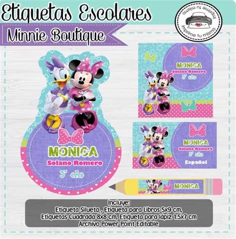 Kit Imprimible Etiquetas Escolares Minnie Boutique