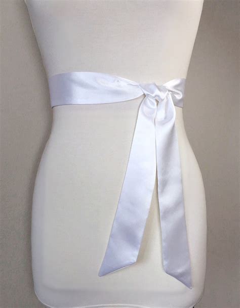 Narrow White Satin Sash White Sash Belt Bridesmaid Sash White